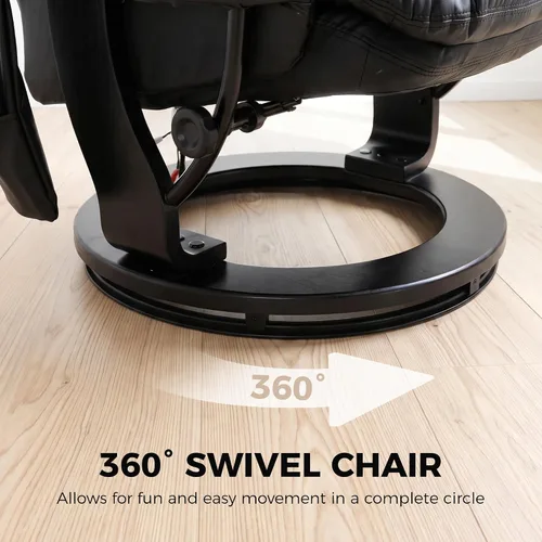 Vista 6 de HOMCOM Silla reclinable de masaje de piel sintética con otomana giratoria