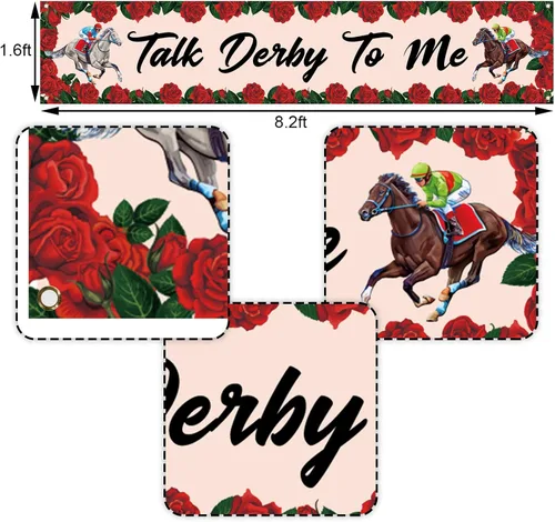 Vista 5 de Cartel con texto en inglés "Talk Derby To Me" - Cartel de decoración para jardín de Churchill Downs Kentucky, fiesta de carreras de caballos