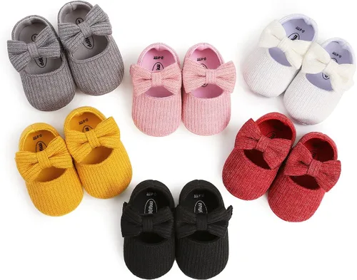Vista 7 de Zapatos de bebé Mary Jane planos antideslizantes suela suave bebé bebé zapatos primeros caminantes fiesta Navidad vestido zapatos