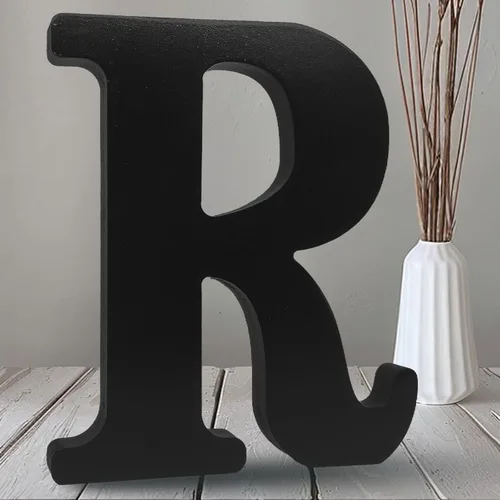 Vista 25 de AOCEAN Letras de madera negra de 10 pulgadas, letras de madera sin terminar para Halloween, letras decorativas de pie, rebanadas, decoración