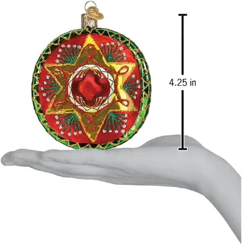 Vista 4 de Old World Christmas - Adorno de vidrio soplado de sombrero para árbol de Navidad, decoración festiva artesanal, colección Fiesta