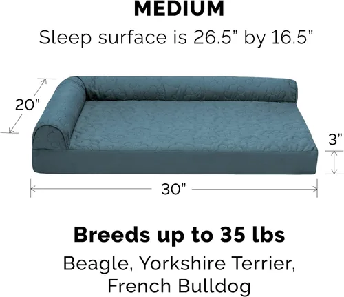 Vista 3 de Furhaven - Funda de repuesto para cama Pinsonic acolchada con estampado de patas, con forma de L, piedra azul, talla M