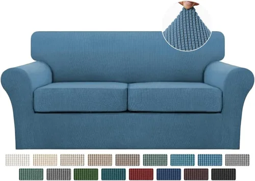 Vista 39 de Turquoize 2 fundas para sillas de sala de estar, funda de sofá con fundas de cojín individuales, funda de muebles para sillas (silla, beige biscotti)