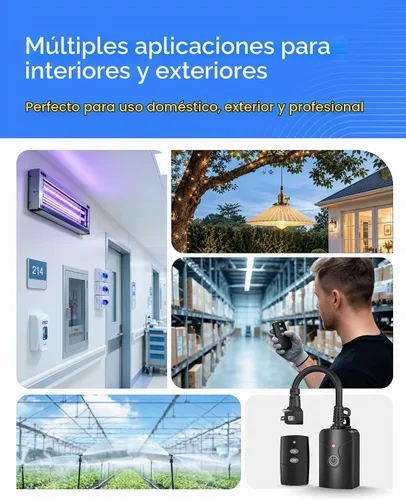 Vista 7 de HBN Control remoto inalámbrico para interiores y exteriores, salida de 3 clavijas, resistente a la intemperie, resistente a la intemperie, 15 A