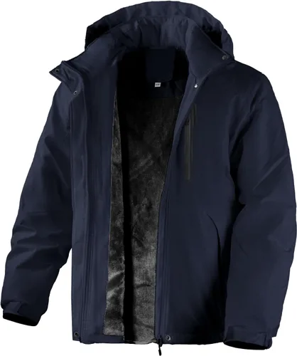 Vista 10 de Abrigos de invierno para hombre, chaqueta parka con capucha abrigada, impermeable, forrada con forro polar para nieve y esquí