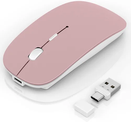 Vista 8 de Gizdot-S1 - Mouse Bluetooth para laptop/MacBook Air/Pro y iPad, mouse inalámbrico recargable con tipo C, mouse delgado para iMac, 4 modos