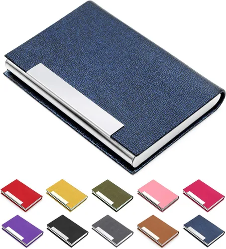 Vista 16 de Padike - Tarjetero profesional de cuero PU y acero inoxidable multitarjeta para hombres y mujeres. Estuche para tarjetas de crédito, carné de Negro