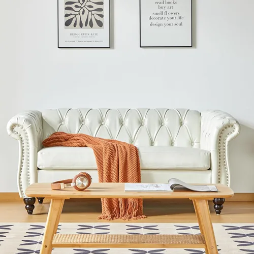 Vista 16 de QHITTY Sofá de Acento, Sofá Biplaza Chesterfield Moderno de Terciopelo, Sofá Tapizado con Respaldo Capitoné para Muebles de Sala de Estar (Gris)