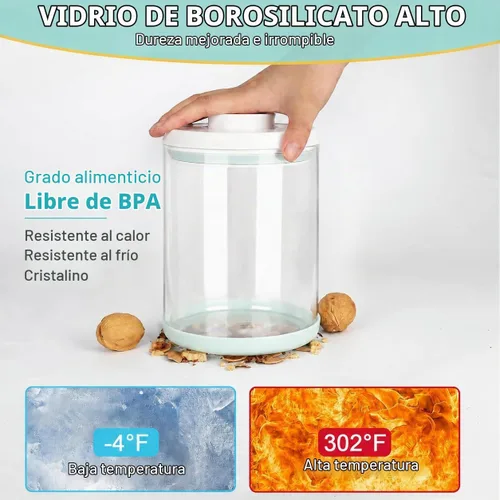 Vista 4 de POP - Tarro hermético de vidrio para alimentos con tapa, recipiente de vidrio transparente de 2.2 cuartos de galón Apertura apilable de un solo