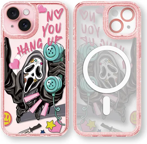 Vista 37 de Compatible para iPhone 13 Funda Bonita Estética - Funda para Teléfono Rosa con Purpurina con Protector de Cámara - Diseño de Cubierta