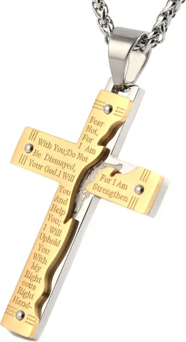 Vista 8 de Hzman - Collar con pendiente para rezo de crucifijo de Jesucristo, de acero inoxidable, para hombres