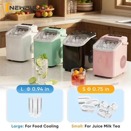 Vista 2 de NEWBULIG Máquina de hielo, máquina de hielo para encimera con mango Blanco