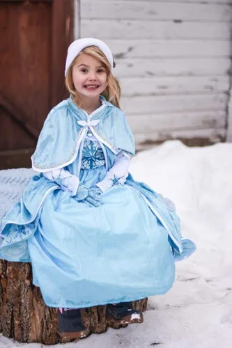 Vista 5 de Little Adventures Disfraz de princesa de hielo lavable a máquina para niñas y niños juego de simulación y fiesta sin purpurina