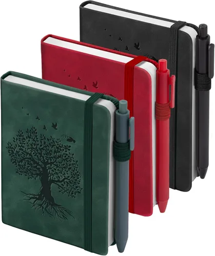Vista 8 de 3 paquetes de cuadernos de bolsillo para diario, A6 pequeño, total 360 páginas, cuadernos para tomar notas, diarios para escritura, mini blocs