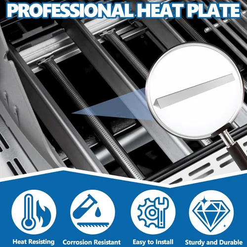 Vista 5 de SafBbcue 67669 Barras aromatizantes de 18-1/8 pulgadas para parrillas de gas Weber Summit 400 Series E/S-420/450/440/460/470, 9 piezas de repuesto