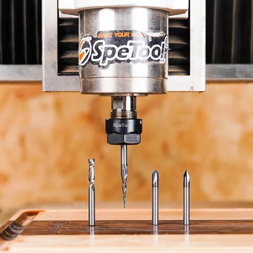 Vista 5 de SpeTool Juego de Brocas de Router CNC para Talla de Perfil en V con Ranura de Gravación de Carburo Sólido de 1/4 Pulgada de Vástago