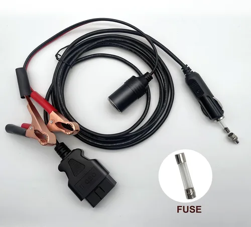 Vista 2 de OBD II - Cable de alimentación de emergencia para vehículo ECU, cable de diagnóstico para automóvil, ahorro de memoria (9.8 ft) con clip