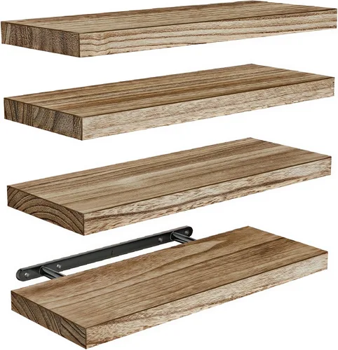 Vista 12 de AMADA HOMEFURNISHING Estantes flotantes, estantes de pared de madera de paulownia para baño/sala de estar/dormitorio/cocina/oficina en casa, estante