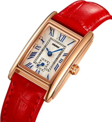 Vista 2 de FANMIS Reloj de pulsera rectangular vintage para mujer, reloj de cuarzo analógico para mujer, ultrafino, reloj de pulsera para mujer, reloj