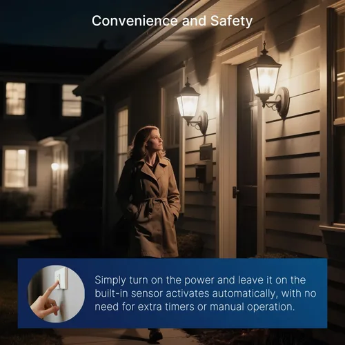 Vista 3 de FLSNT Foco LED del amanecer al anochecer con sensor para exteriores A19, 5000K Luz diurna, 7W (equivalente a 60W), 800LM, base E26 de filamento 60w