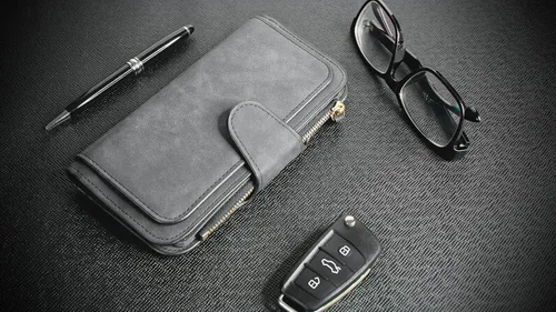 Vista 6 de boshiho Cartera de cuero plegable para tarjetas de crédito cartera delgada con ventana de identificación cartera para tarjetas de crédito