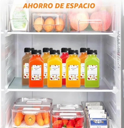 Vista 6 de Leaflai Botellas de jugo – Botellas de 8 onzas con tapas, 12 recipientes de plástico para jugo con tapas, recipientes de bebidas reutilizables