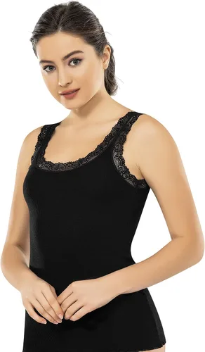 Vista 5 de VAVONNE Camisola de encaje para mujer, suave y elástica de algodón acanalado
