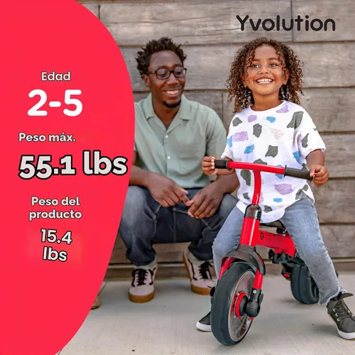 Vista 10 de Yvolution Y Velo Flippa - Triciclo convertible a bicicleta de balance 4 en 1 para pequeños de 2 a 5 años Rojo
