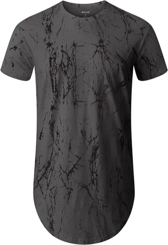 Vista 2 de Aiyino Camiseta Hipster Hip Hop para hombre con estampado de dobladillo redondo