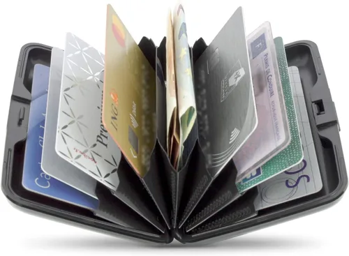 Vista 59 de ÖGON -DESIGNS- Portatarjetas de aluminio, protección RFID contra fraude y desmagnetización, billetera compacta, funda inteligente modelo STOCKHOLM V1