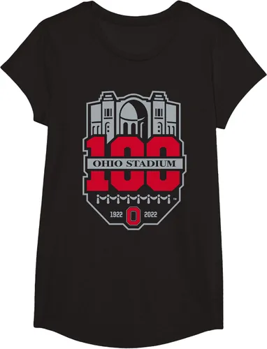 Vista 4 de Camiseta con licencia oficial de los 100 años del logotipo de fútbol del estado de Ohio, Negro