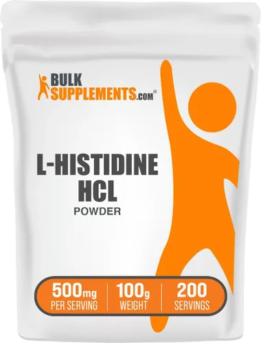 Vista 8 de BulkSupplements. com L-histidina HCl en polvo – Suplemento de L-histidina – aminoácido esencial, sin gluten, 500 mg por porción, 17.64 oz