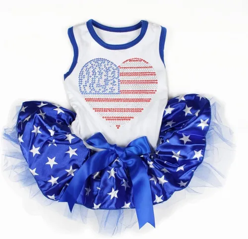 Vista 5 de petitebella cachorro perro ropa nacional corazón tema mascota vestido, XS, Australia