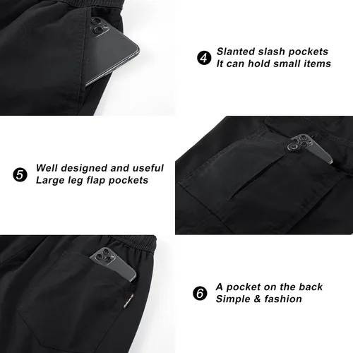 Vista 4 de VtuAOL Pantalones cortos cargo para mujer, cintura elástica, cómodos, de algodón, holgados