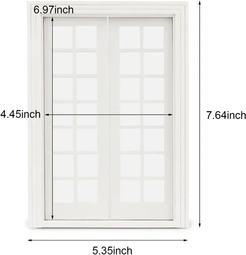 Vista 7 de Accesorios para casa de muñecas Ventanas en miniatura 1: 12 Escala Muebles Marco de ventana Modelo 28 Paneles Decoración de casa de muñecas Ventana
