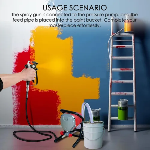 Vista 5 de Himalaya Pulverizador de Pintura Sin Aire de Alta Presión - 3000 PSI, 5/8 HP, 650 W, Pintor de Potencia, Ideal para Uso en Interiores de Casa