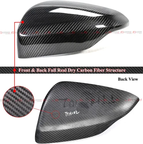 Vista 2 de Cubiertas de espejo retrovisor de fibra de carbono real totalmente seca, superposiciones compatibles con Subaru WRX VB 2022, 2023, 2024