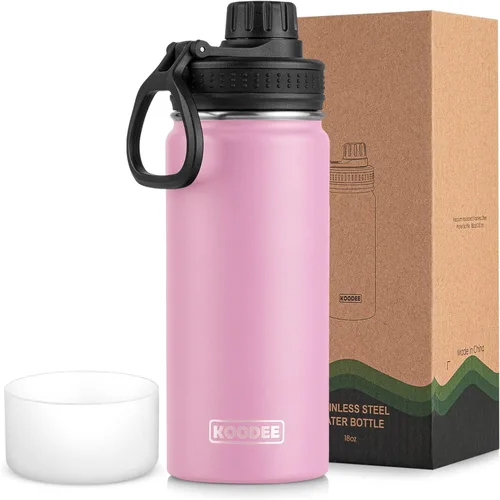 Vista 108 de koodee Botella de agua para niños, botella de agua de acero inoxidable de 12 onzas con aislamiento al vacío para la escuela, botella de agua de boca