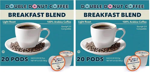 Vista 111 de Double Donut Coffee Cápsulas de Café Half Caff, Cápsulas de Café de Media Cafeína de Porción Individual para Cafeteras Keurig K Cup, Tostado Medio