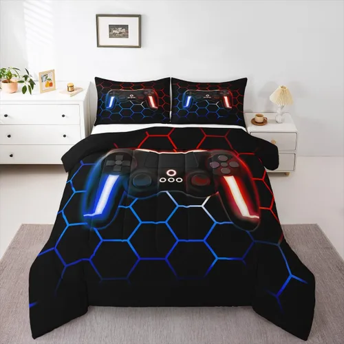 Vista 41 de Edredón de videojuegos para niños y adolescentes, juego de ropa de cama individual, juego de edredón para niños y jugadores, decoración del hogar