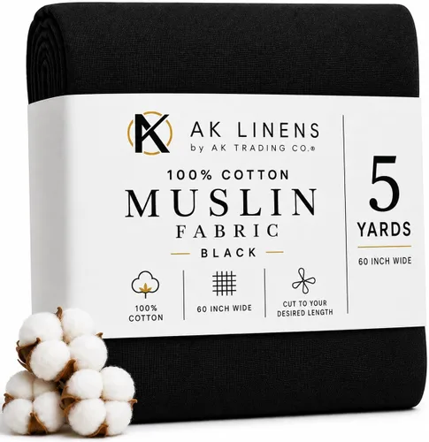 Vista 11 de AK TRADING CO. Tela de muselina/textil, tela drapeada, color negro, peso medio de 1 yarda, 100% algodón (60 pulgadas de ancho)