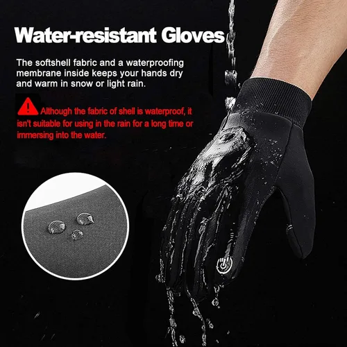 Vista 3 de LERWAY Guantes cálidos de invierno, guantes térmicos negros cálidos para hombres y mujeres, impermeables, para pantalla táctil, antideslizantes