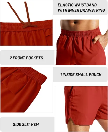 Vista 4 de MIER Pantalones cortos deportivos para correr de 5 pulgadas para hombre con bolsillos, de secado rápido, ligeros, pantalones cortos de entrenamiento