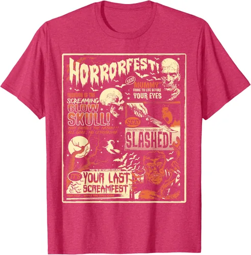 Vista 25 de Vintage Horrorfest Movie Poster Terror Old Time Halloween Camiseta S Negro
