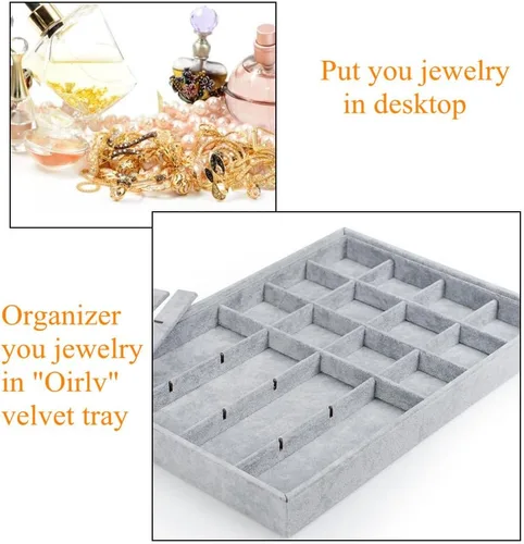 Vista 2 de Oirlv - Bandejas de terciopelo apilables para joyas organizador de joyas bandejas de almacenamiento