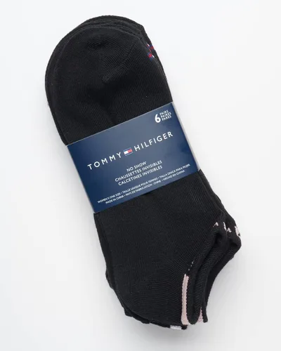 Vista 2 de Tommy Hilfiger Calcetines para mujer Forros ligeros invisibles (paquete de 6), Negro