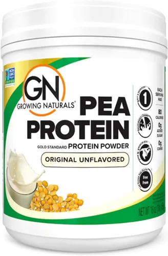 Vista 9 de Growing Naturals Polvo de proteína de guisante crudo, proteína vegana a base de plantas, BCAA, baja en carbohidratos, baja en azúcar, potencia