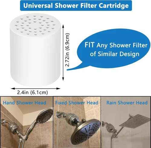 Vista 3 de Cartucho de repuesto para filtro de ducha de 25 etapas, 1 paquete de cartuchos universales para agua dura, elimina cloro, metales pesados, hierro
