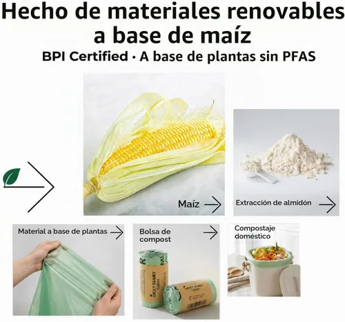 Vista 6 de Bolsas de abono de 1.3 galones para contenedor de encimera de cocina, compostables, 50