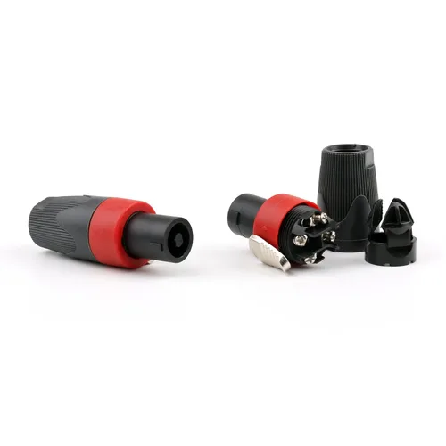 Vista 3 de Conector de cable de audio compatible con conector macho de 4 pines de Speakon rojo, 10 piezas